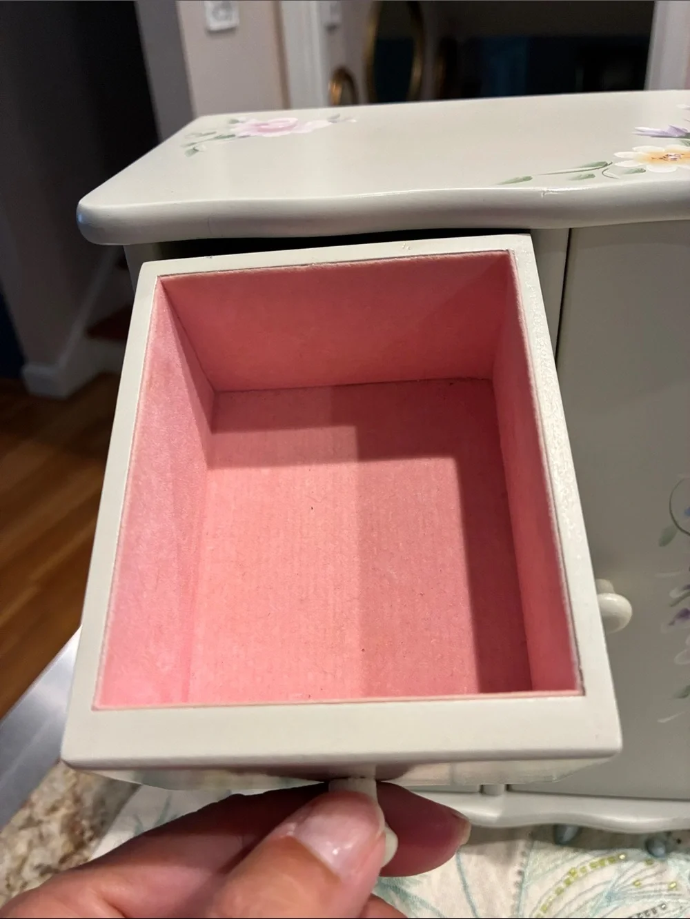 Floral Accent Jewelry Organizer Cabinet